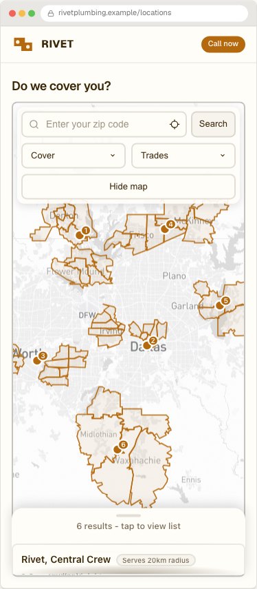 The Rivet Plumbing locator on a phone