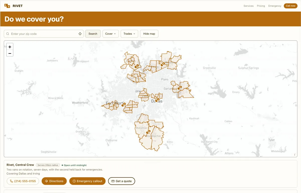 Rivet Plumbing locator example